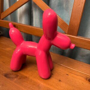Balloon Dog Pink  Ceramic Figurine 7.5" Hx7" L Decorative Decor Statue Pop Art